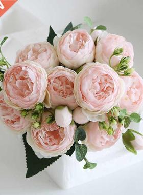 0cm ose ink Silk Bouquet eony Atificial Flowes DIY Bi