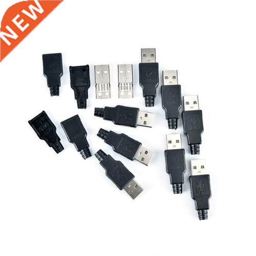 Black DIY USB Type A Male 4 Pin Plug Socket Connector With B