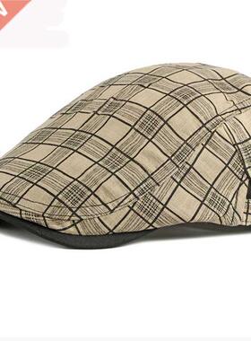 HT01 Beret Men Women Spring Summer Hat Vintage Plaid Ivy N