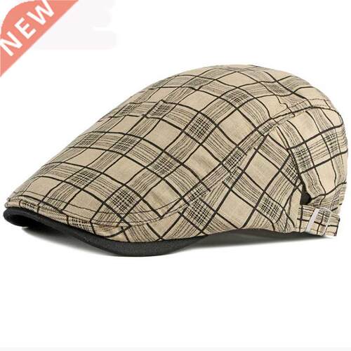 HT01 Beret Men Women Spring Summer Hat Vintage Plaid Ivy N