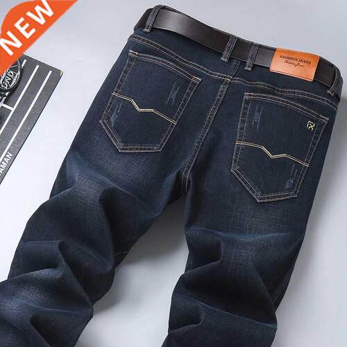 2021 Spring New Men's Classic Blue Black Slim-fit Jeans Busi