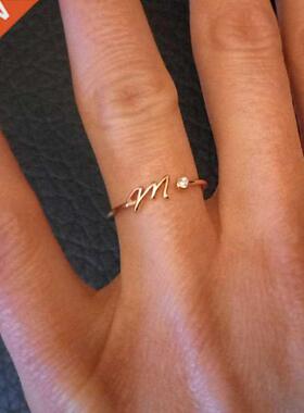 2022 ndy A-Z Initial Rings Stainless Steel Wedding Ring Wome