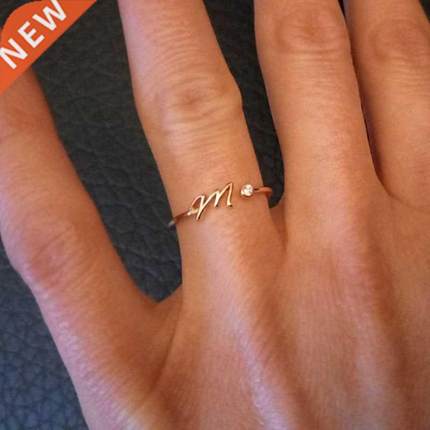 2022 ndy A-Z Initial Rings Stainless Steel Wedding Ring Wome