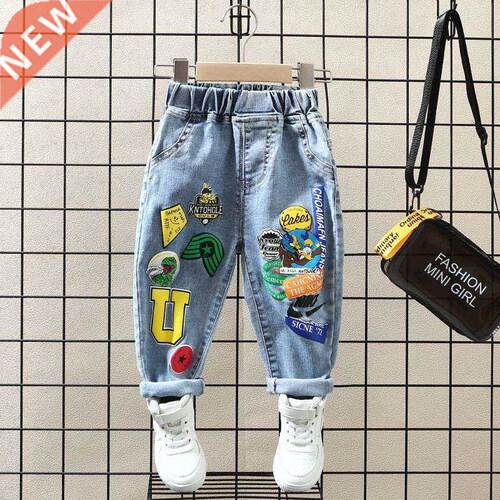 Baby Boys Pants Kids Jeans Child Girls Cartoon Print Denim T