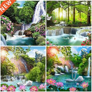 HUACAN Diamond Painting Waterfall Mosaic Landscape 5D Di