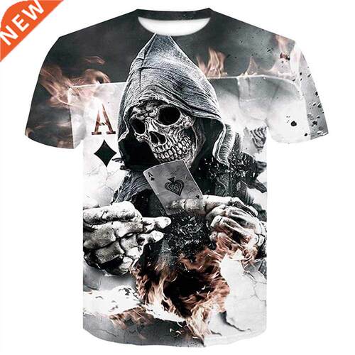 3D Printing Oversized Skull T irt For Men Sreetwear Hip Ho
