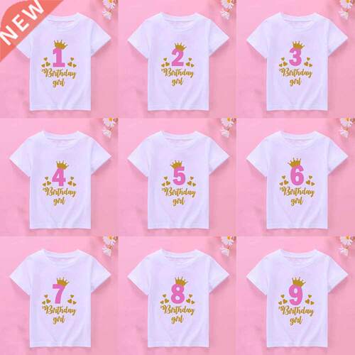 New Kids Girls Summer Birthday T-shirts Short Sleeved T Shir