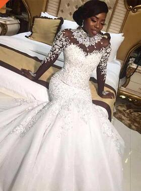 Luxury Crystals African Mermaid Wedding Dresses 2020 Zipper