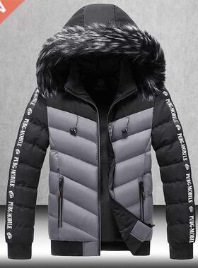 Winter Jacket Men 2021 Fur Collar Hooded Thick Warm Cotton O