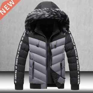 Winter Jacket Men 2021 Fur Collar Hooded Thick Warm Cotton O
