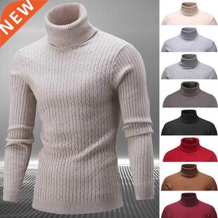 Men Pullover Top Winter Turtle Neck Long Sleeve Thick Warm S
