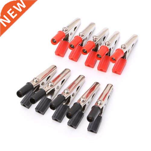 10Pcs Insulated Crocodile Clips Plastic Handle Cable Lead Te