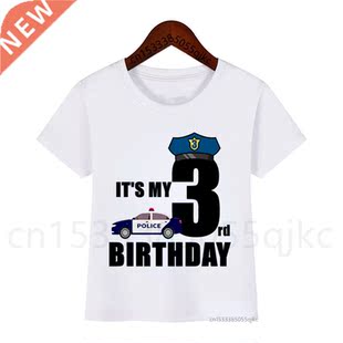 Policemn 1-10 Birthdy Number Print T Shirt Children Police