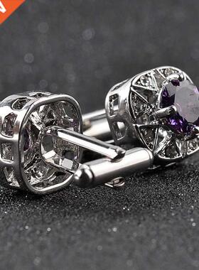 Fashion Luxury Crystal Cufflinks 2 Colors Option White Qurpl