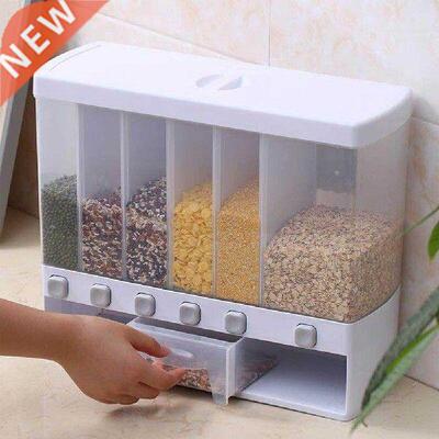 Dry Food Dispenser 6-Grid Cereal Dispensers Food Storage