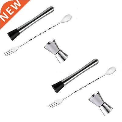 Quality 2X Stainless Steel Cocktail Muddler, Mixing Spoon,