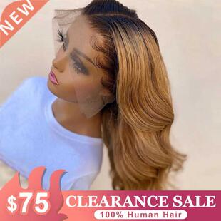 Ombre Honey Blonde Lace Front Wigs Human Hair 13X4 Ginger Br