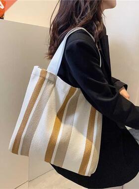 Simple Retro Handbag Small Fresh Striped Bags for Women 202