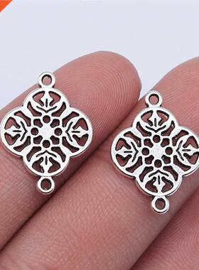WYSIWYG 10pcs 20x15mm Antique Silver Color Hollow Flower Con
