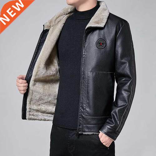 Men Winter New Leather Jackets Autumn and Winter Fur Coat wi