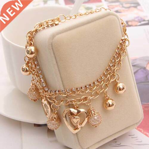 2020 New Woman Bracelets Mulitlayer Gold Color Chain Heart B