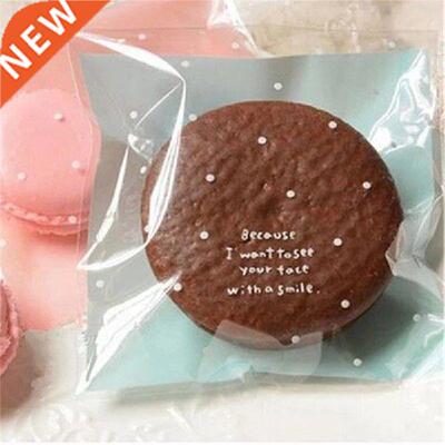 New Small Polka Dot Cooke Bag 100pcs Sky Blue Pnk Plastc