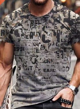 2021 new three-dimensional graphic T-shirt men's fashion cas