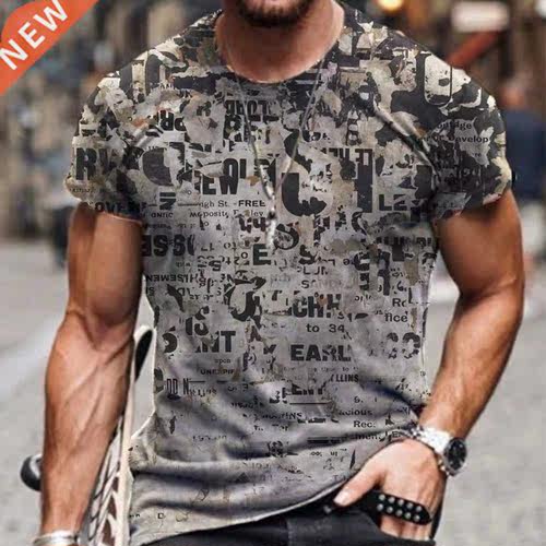 2021 new three-dimensional graphic T-shirt men's fashion cas