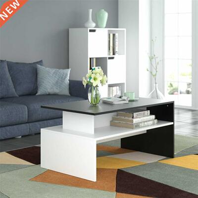 2 Tier Coffee Table End/Side Table Modern Design w/Open Shel