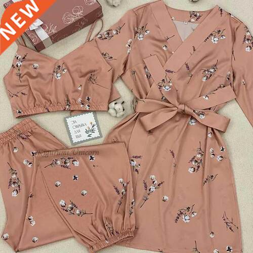 Cotton flower Print Pajas Set Roe Sleepwear Suit Womens S