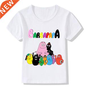 Boys and Girls Cute Barbapapa Cartoon Print Funny T shirt En
