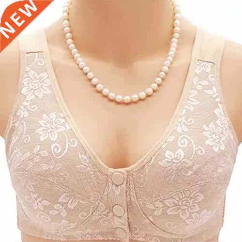 Plus Size Women Casual Front Clasp Cotton Thin Bralette Ling
