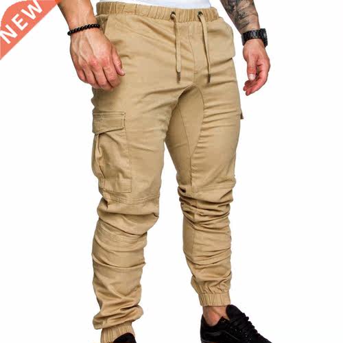 Dropshipping!New Fashion Men Jogger Pants Casual Solid Color