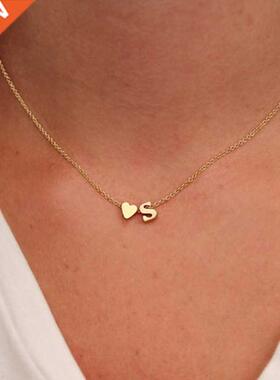 Faion Tiny Heart Dainty Initial Necklace Gold Silver Color