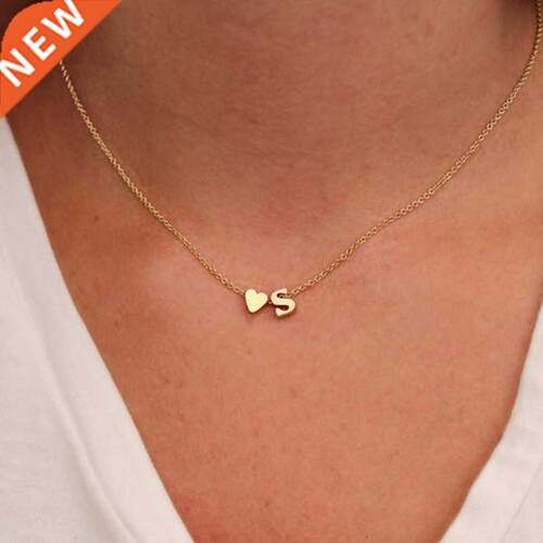 Faion Tiny Heart Dainty Initial Necklace Gold Silver Color