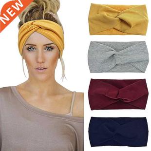Women Headband Twist Turban Solid Wide Knitted Knotted Yoga