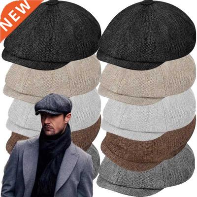 Wool Newsboy Caps for Men Herringbone Flat Caps Gatsby Cap W