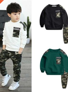 Teen Kids Clothes Baby Boys Costume Letter Tracksuit Camoufl