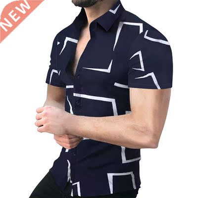 Men's Shirt Geometry Short Sleeve Hawaiian Social Button Up