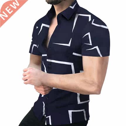 Men's Shirt Geometry Short Sleeve Hawaiian Social Button Up