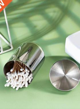 Stainless Steel Cotton Swab Holder W/ Lid Cosmetics