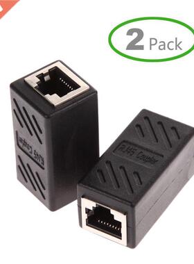 2pcs RJ45 Coupler Ethernet Cable Extender Adapter Female to