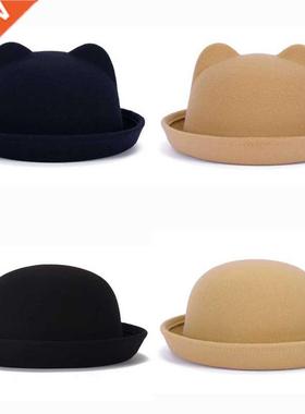 New Parent-Child Bowler Hat Wool Felt Fedora Hats For Women