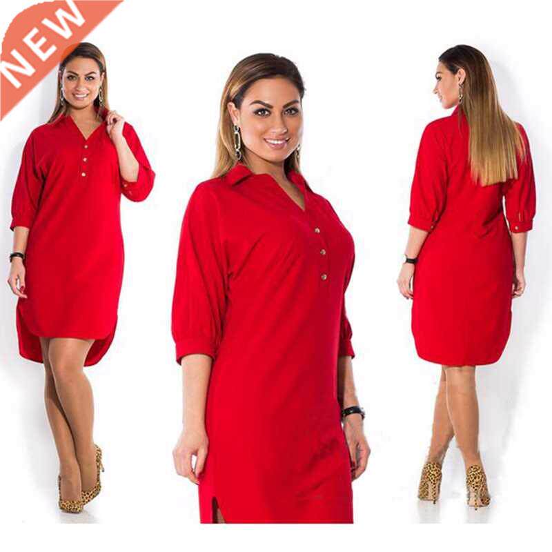 Oversized Shirt Dress Women Casual Clothes Summer Autumn /4图片
