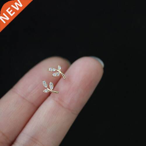 925 Sterling Silver French Simple Pavé Crystal Leaf e - 封面