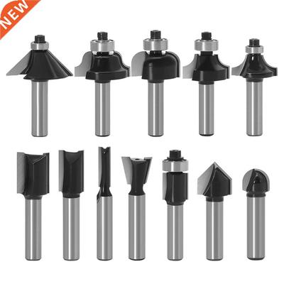 12Pcs Tungsten Carbide Router Bits Set Trimming Straight Mil
