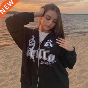 Jacket Hoodies Oversized Women letter sweatshirt Prin