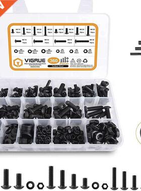 360Pcs Hex Hexagon Socket Pan He Screw Nut Carbon Steel