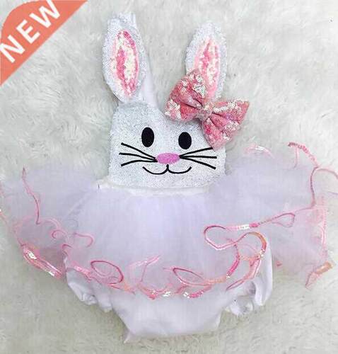 Easter Lovely Newborn Baby Girls Romper Dress Rabbit Sequin