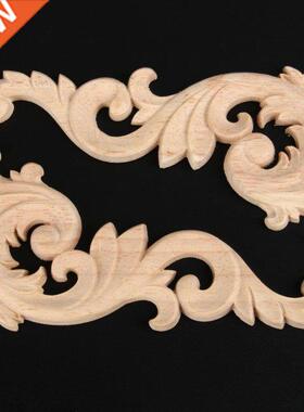 1 Pair Wood Carved Onlay Corner Appliques 15x8cm Unpainted W